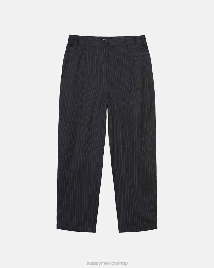 pantalones pantalones plisados ​​con volumen a rayas unisexo negro STUSSY 64PX306