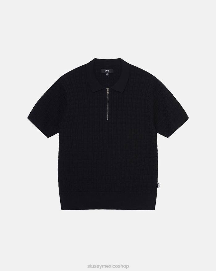 tejidos polo con media cremallera unisexo negro STUSSY 64PX250