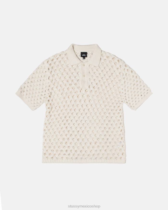 tejidos polo de malla grande unisexo Marfil STUSSY 64PX246